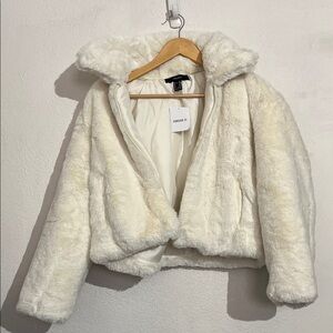 Forever 21 Women's Off-White Teddy Jacket